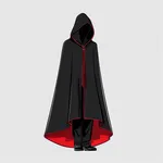 hooded black cloak with red interior image